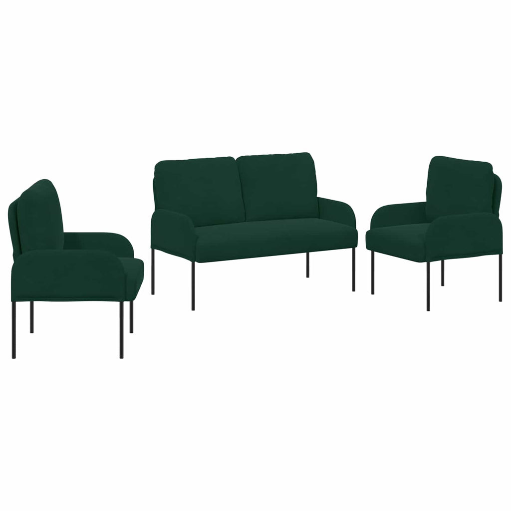 vidaXL Zestawy sof 3 pcs Ciemna zieleń 115 x 56 x 80 cm sklejka