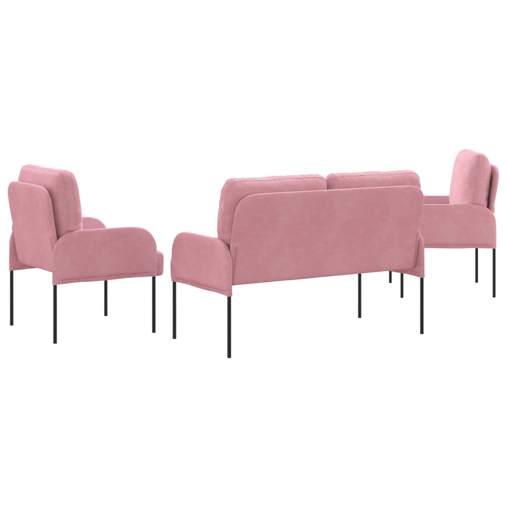 vidaXL Zestawy sof z poduszką 3 pcs Różowy 115 x 56 x 80 cm sklejka