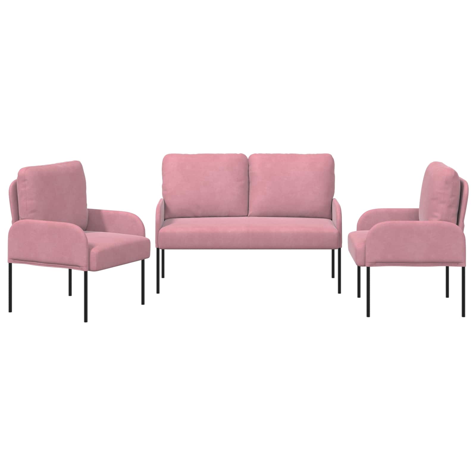 vidaXL Zestawy sof z poduszką 3 pcs Różowy 115 x 56 x 80 cm sklejka