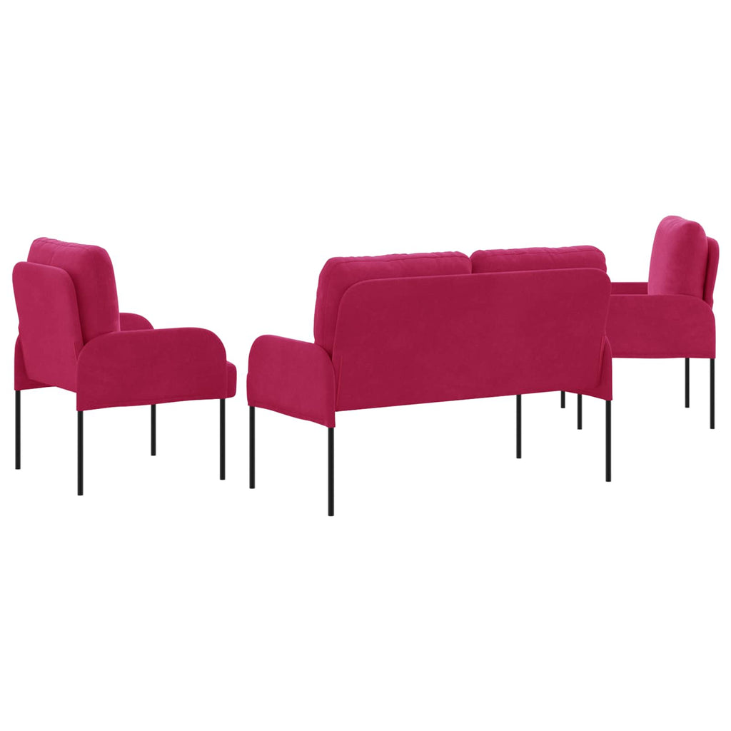 vidaXL Zestawy sof 3 pcs Czerwone wino 115 x 56 x 80 cm sklejka