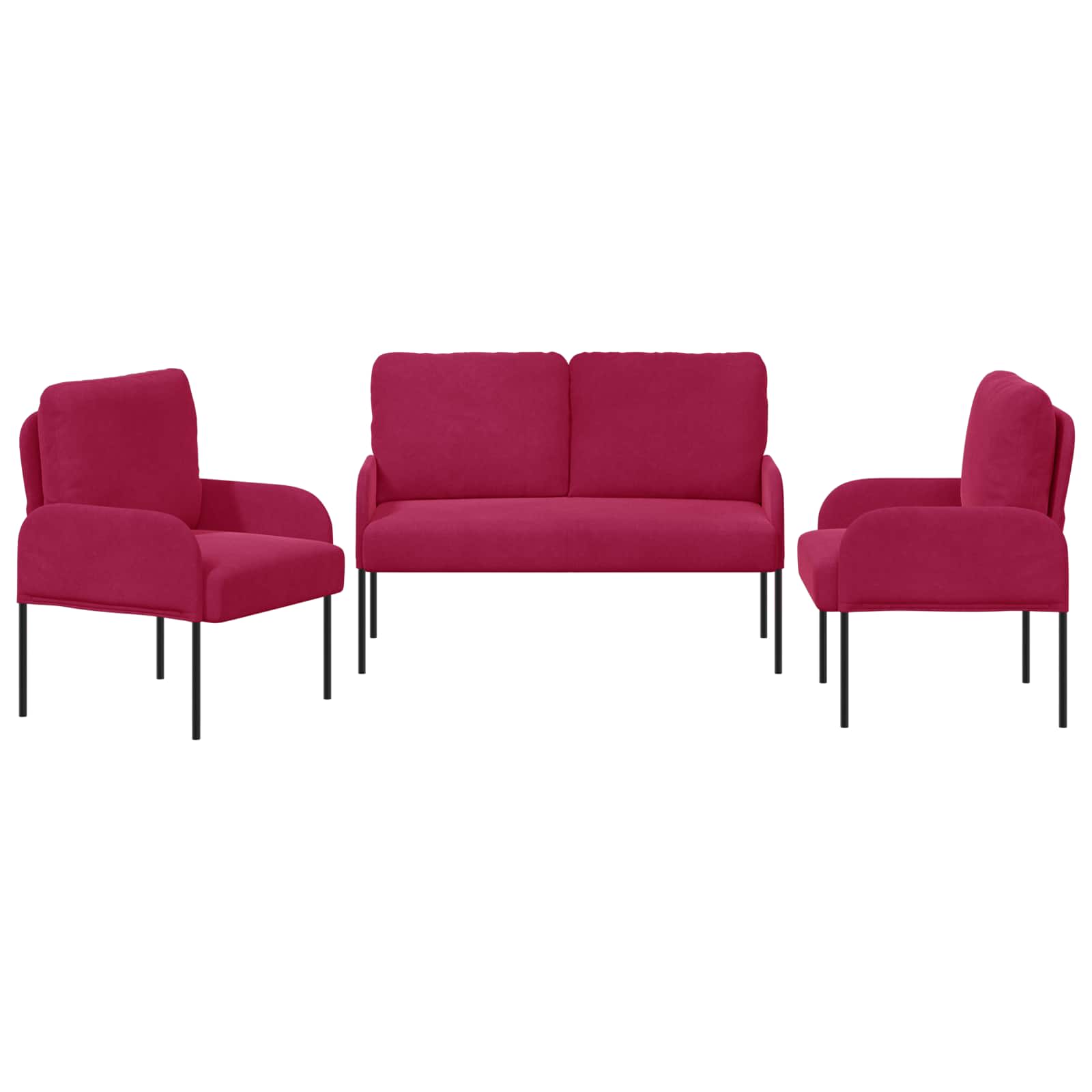 vidaXL Zestawy sof 3 pcs Czerwone wino 115 x 56 x 80 cm sklejka