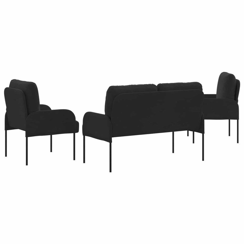 vidaXL Zestawy sof z poduszką 3 pcs Czarny 115 x 56 x 80 cm sklejka