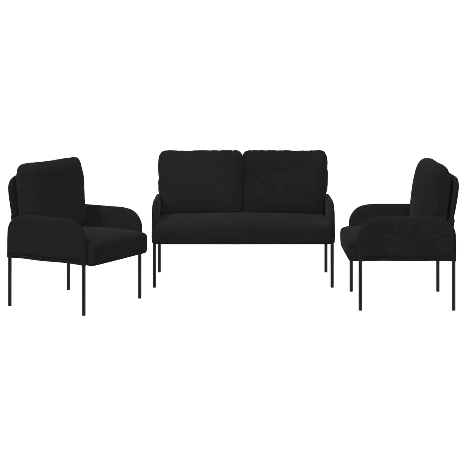 vidaXL Zestawy sof z poduszką 3 pcs Czarny 115 x 56 x 80 cm sklejka
