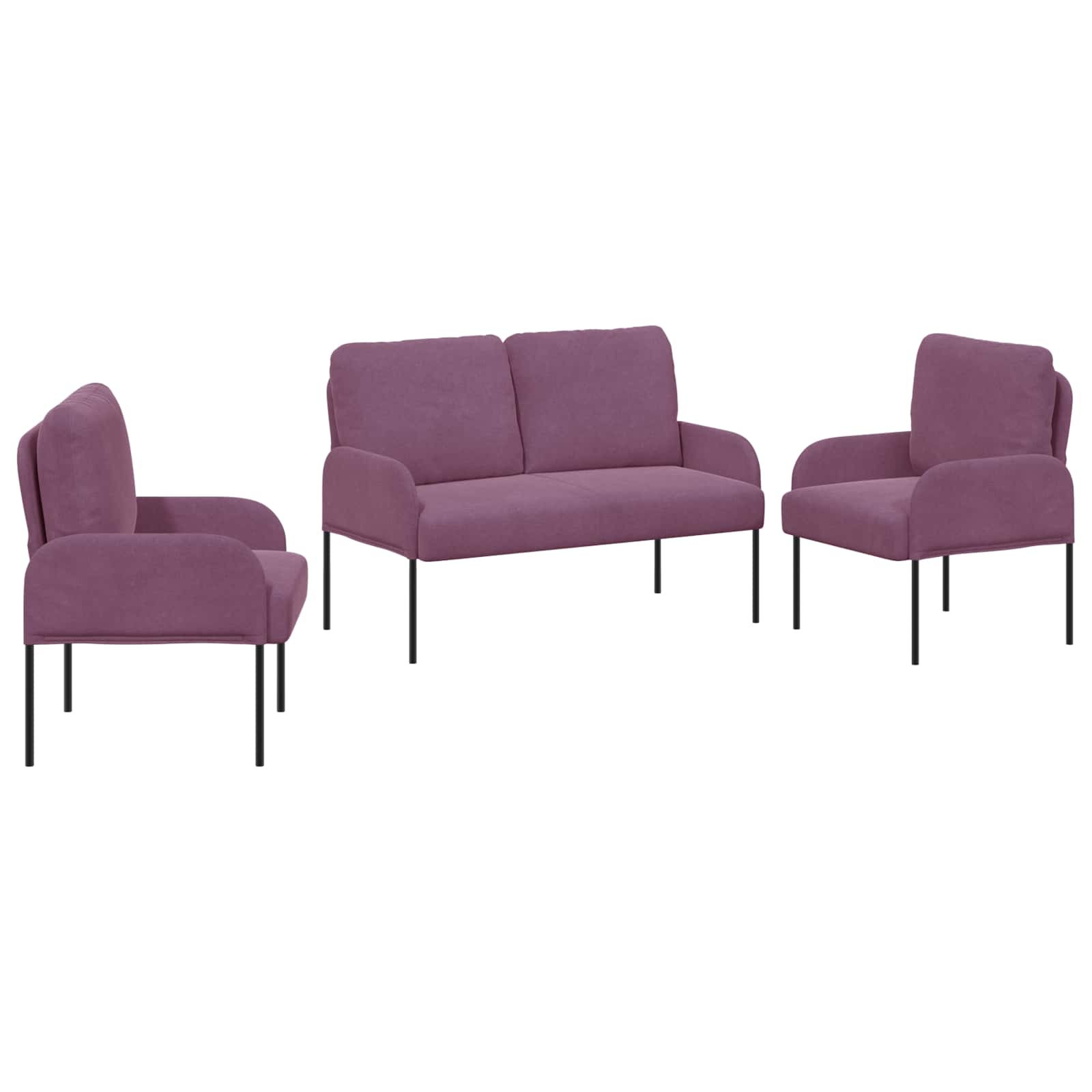 vidaXL Zestawy sof z poduszką 3 pcs Fioletowy 115 x 56 x 80 cm sklejka