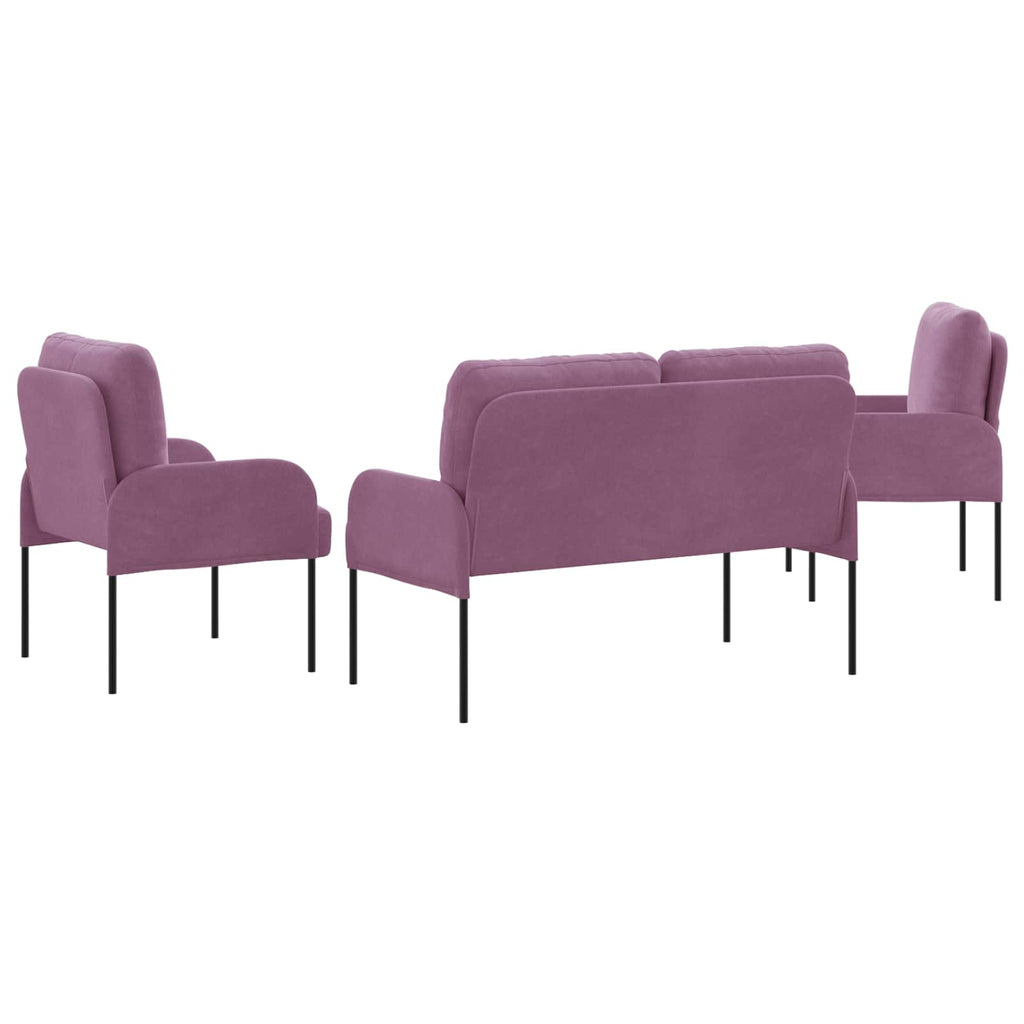 vidaXL Zestawy sof z poduszką 3 pcs Fioletowy 115 x 56 x 80 cm sklejka