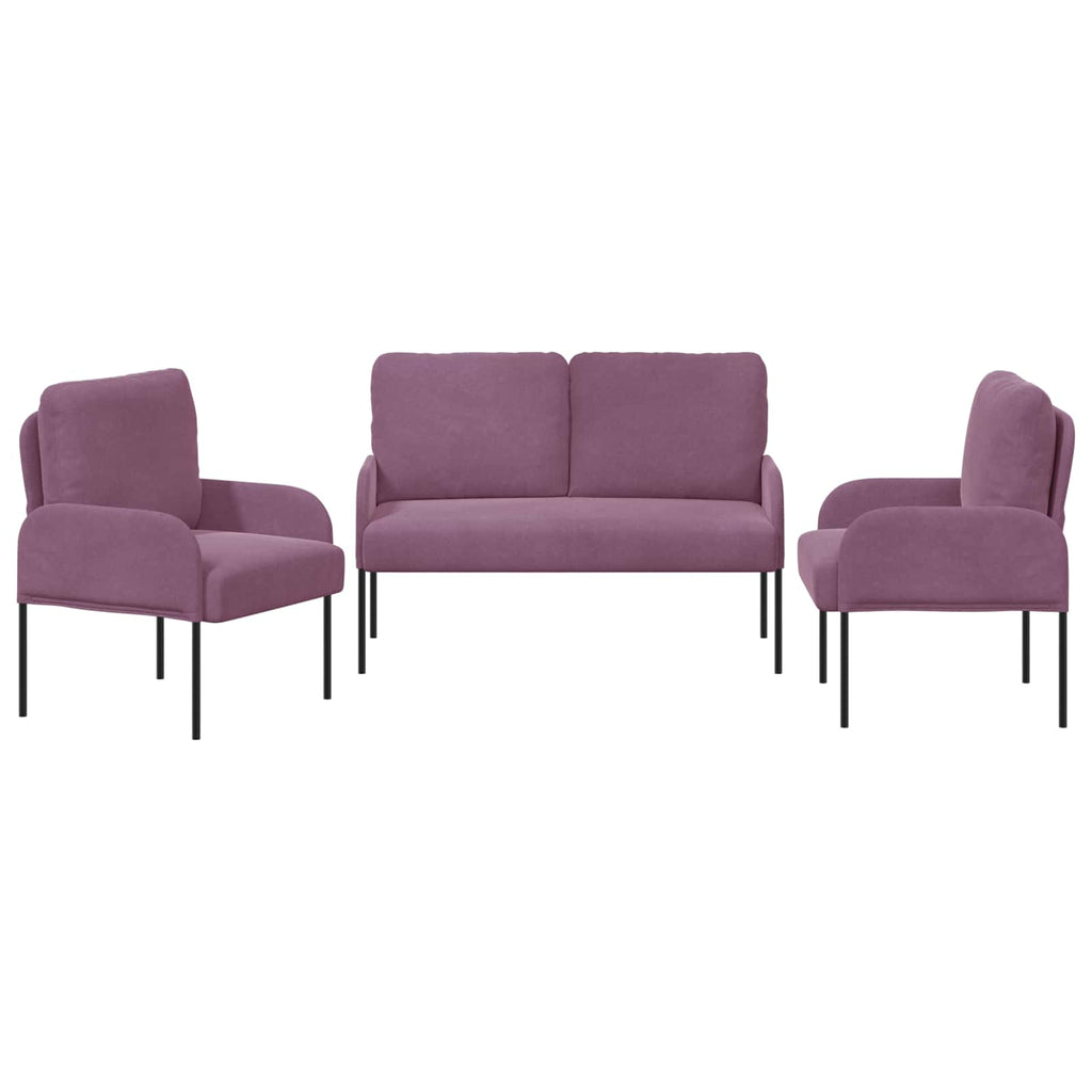 vidaXL Zestawy sof z poduszką 3 pcs Fioletowy 115 x 56 x 80 cm sklejka