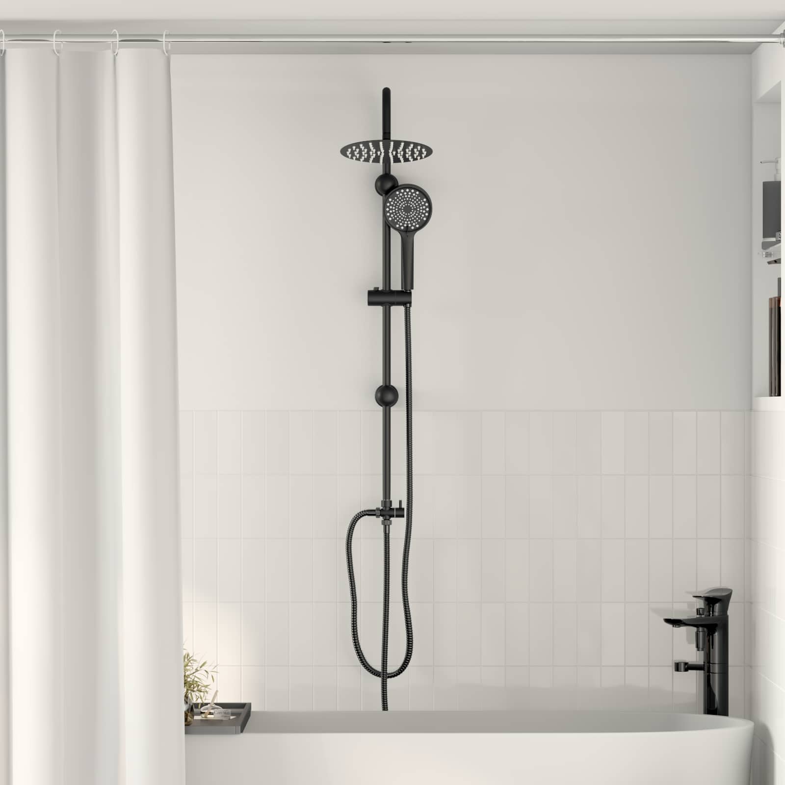 vidaXL System Prysznicowy Czarny 47 x 20 x 95 cm Stal nierdzewna