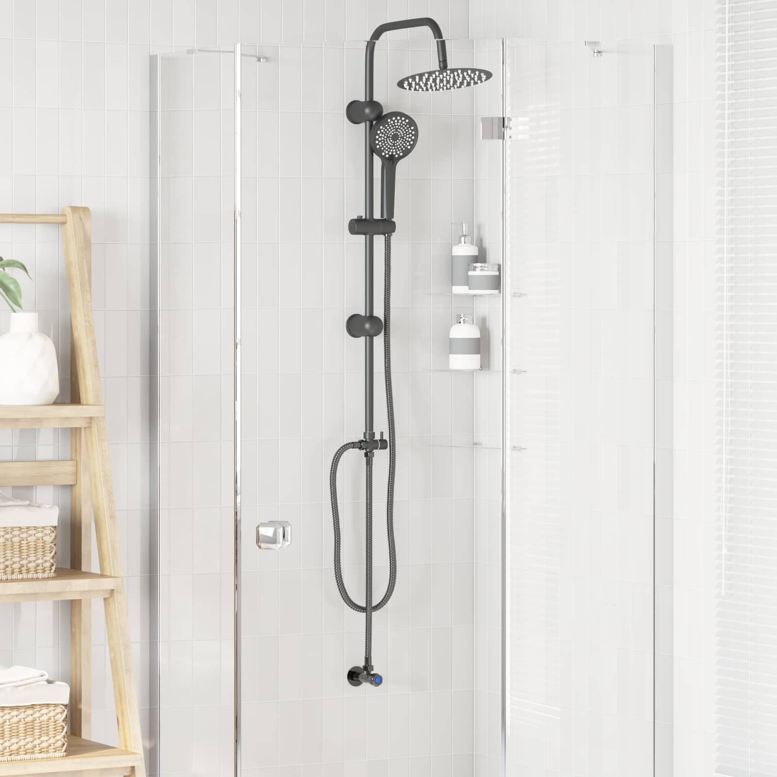 vidaXL System Prysznicowy Czarny 47 x 20 x 95 cm Stal nierdzewna