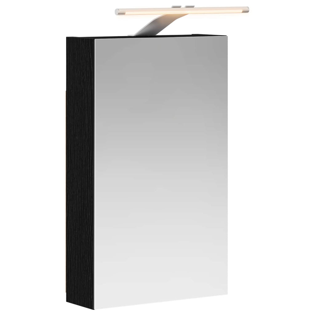 vidaXL Szafka z lustrem do łazienki Czarny Dąb 30 x 10,5 x 50 cm