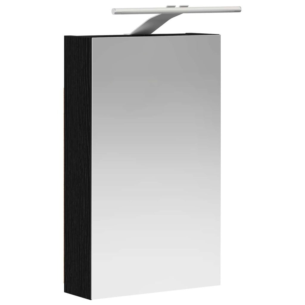 vidaXL Szafka z lustrem do łazienki Czarny Dąb 30 x 10,5 x 50 cm