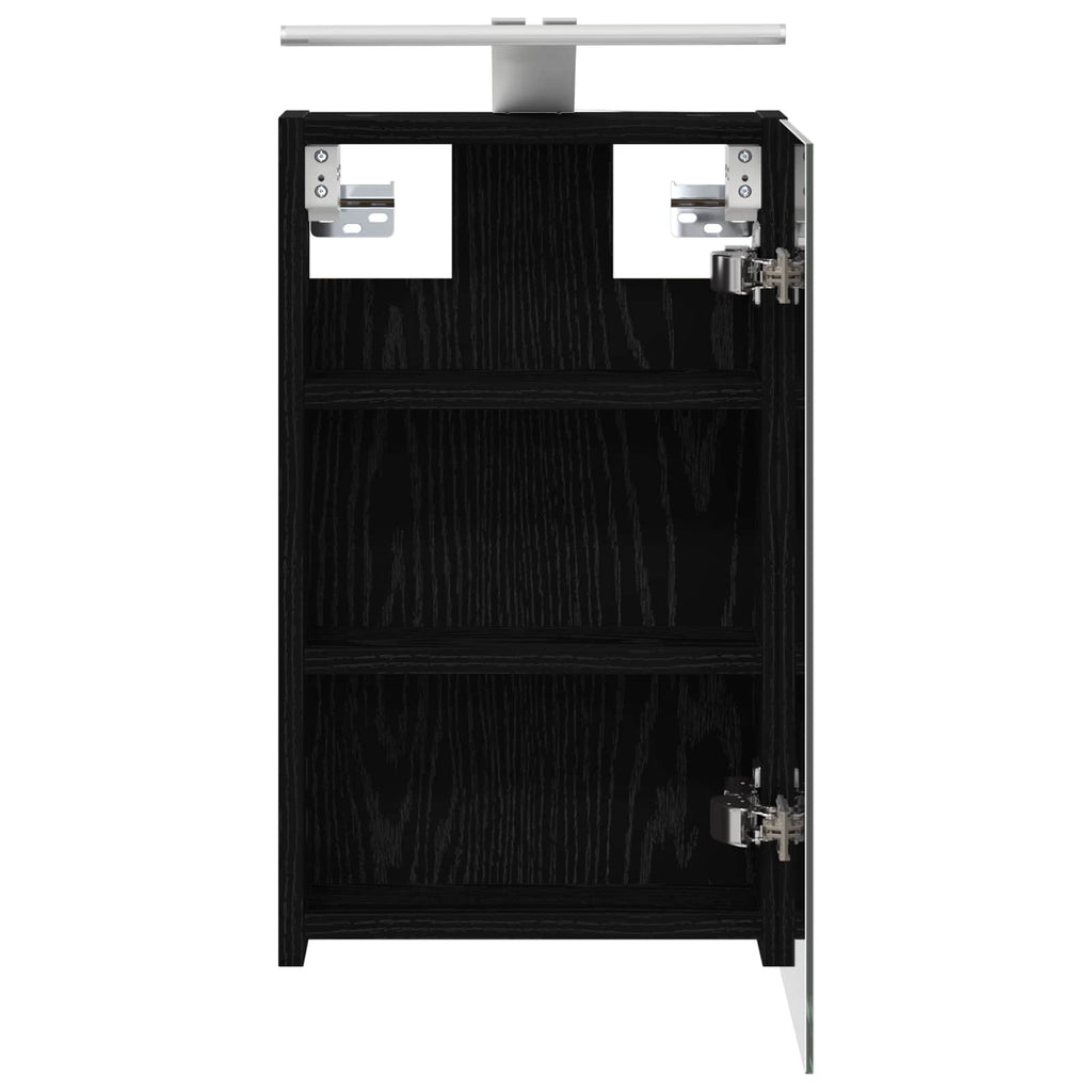 vidaXL Szafka z lustrem do łazienki Czarny Dąb 30 x 10,5 x 50 cm