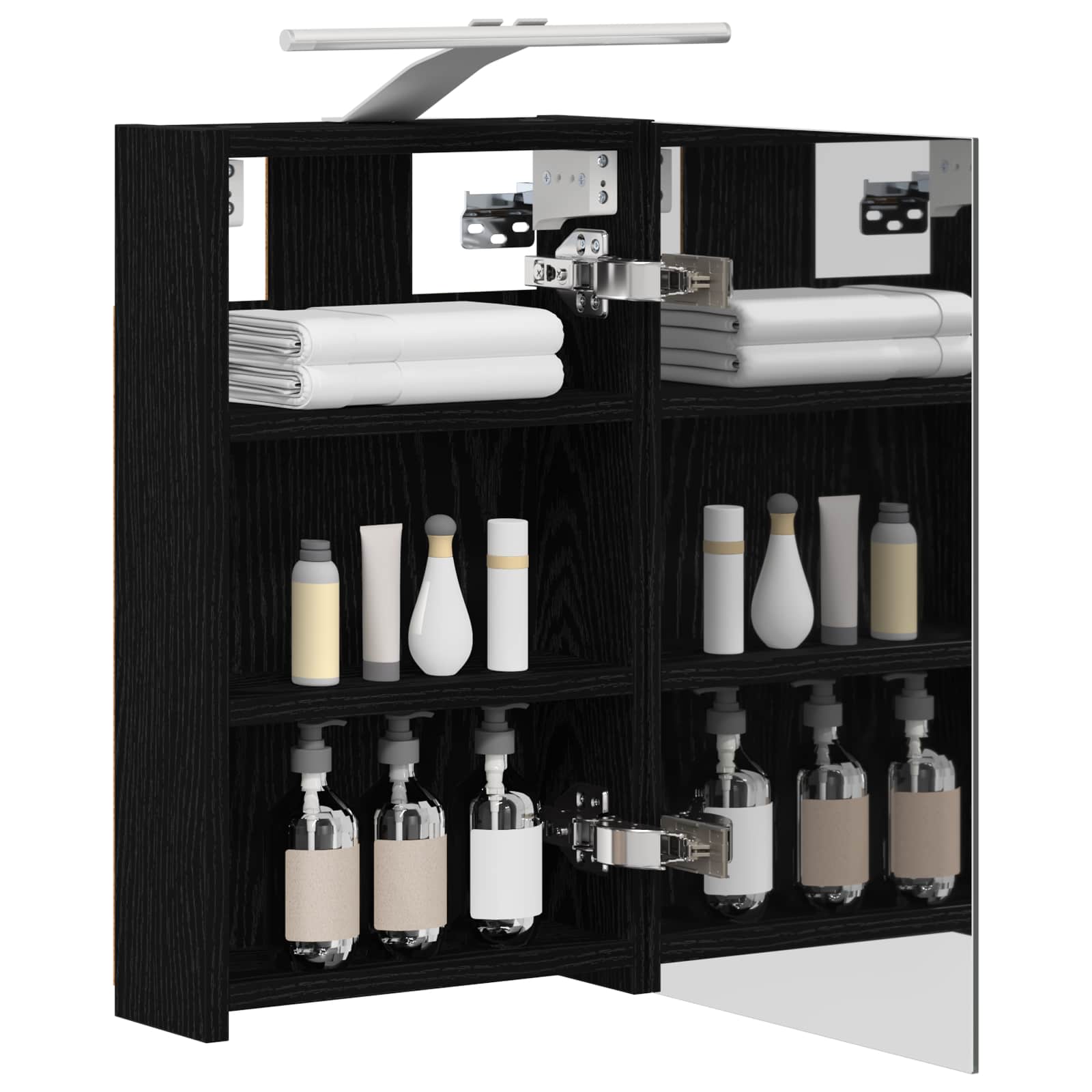 vidaXL Szafka z lustrem do łazienki Czarny Dąb 30 x 10,5 x 50 cm