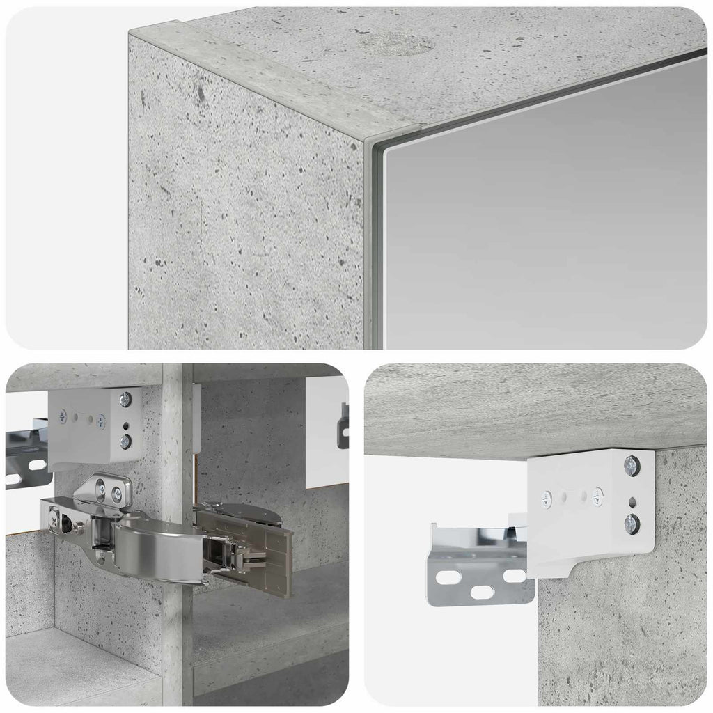 vidaXL Szafka z lustrem do łazienki Betonowy szary 30 x 10,5 x 50 cm