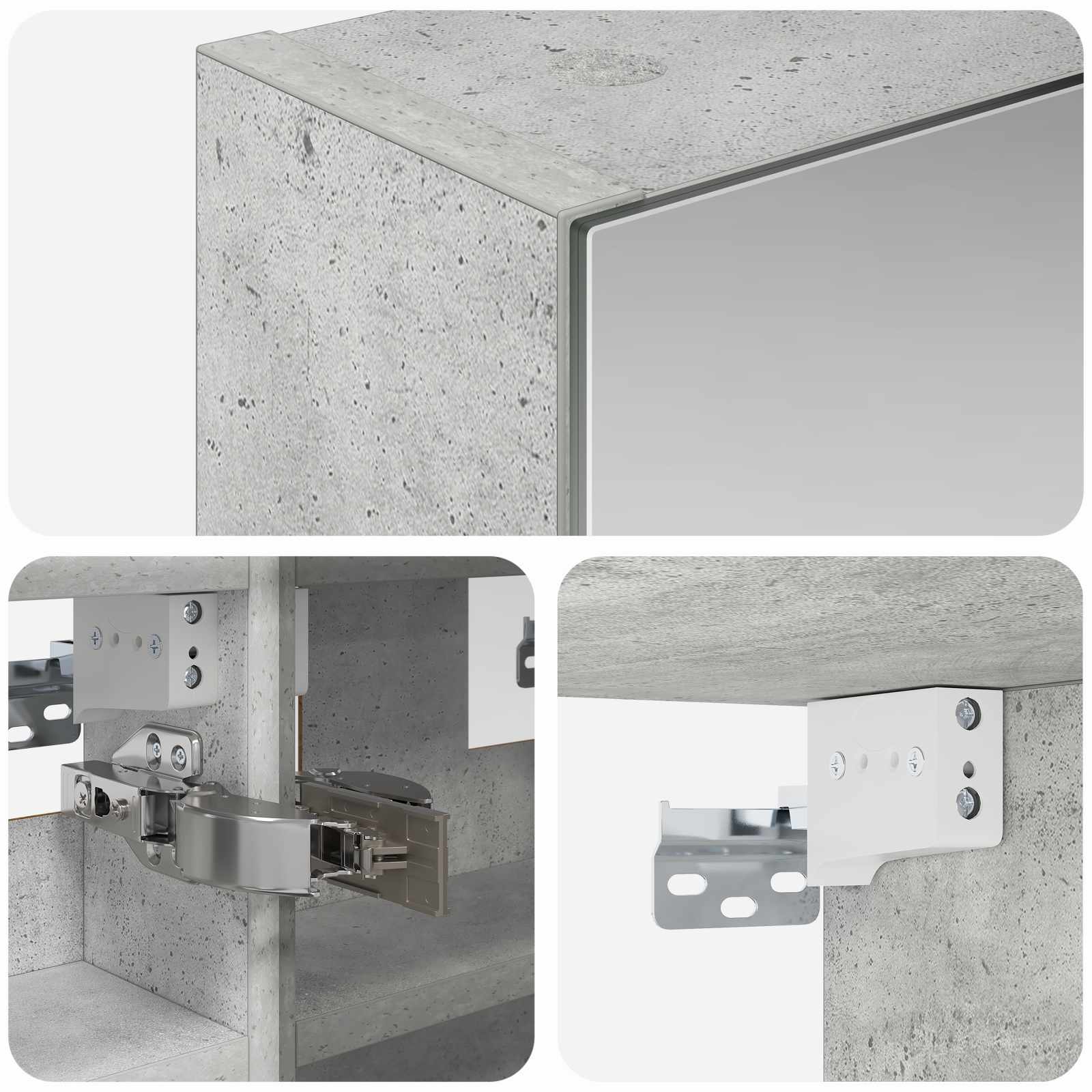 vidaXL Szafka z lustrem do łazienki Betonowy szary 30 x 10,5 x 50 cm