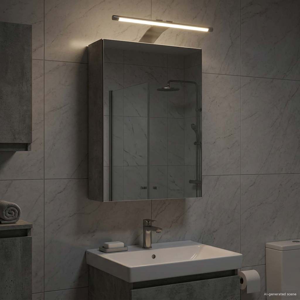 vidaXL Szafka z lustrem do łazienki Betonowy szary 30 x 10,5 x 50 cm