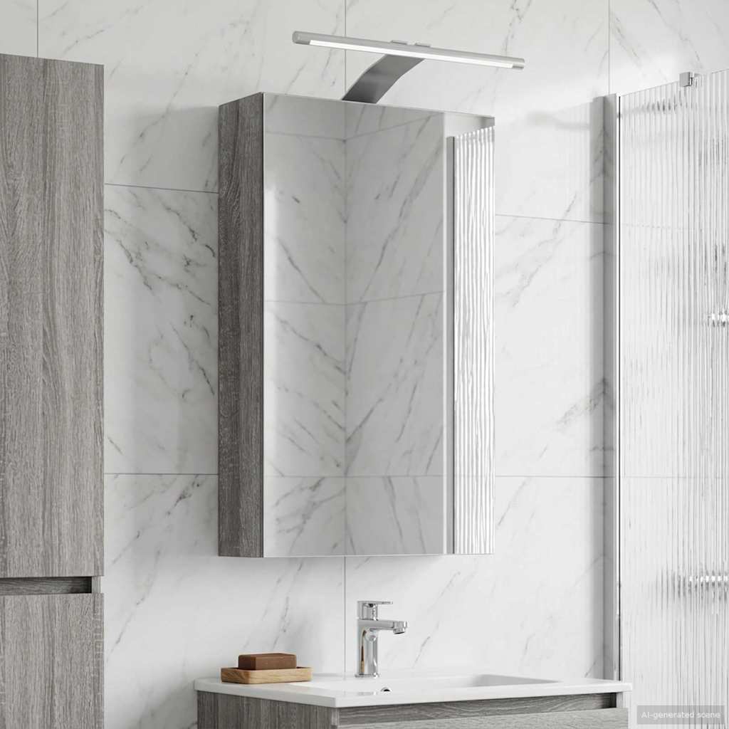 vidaXL Szafka z lustrem do łazienki Szary Sonoma 30 x 10,5 x 50 cm