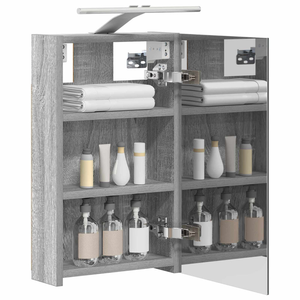 vidaXL Szafka z lustrem do łazienki Szary Sonoma 30 x 10,5 x 50 cm