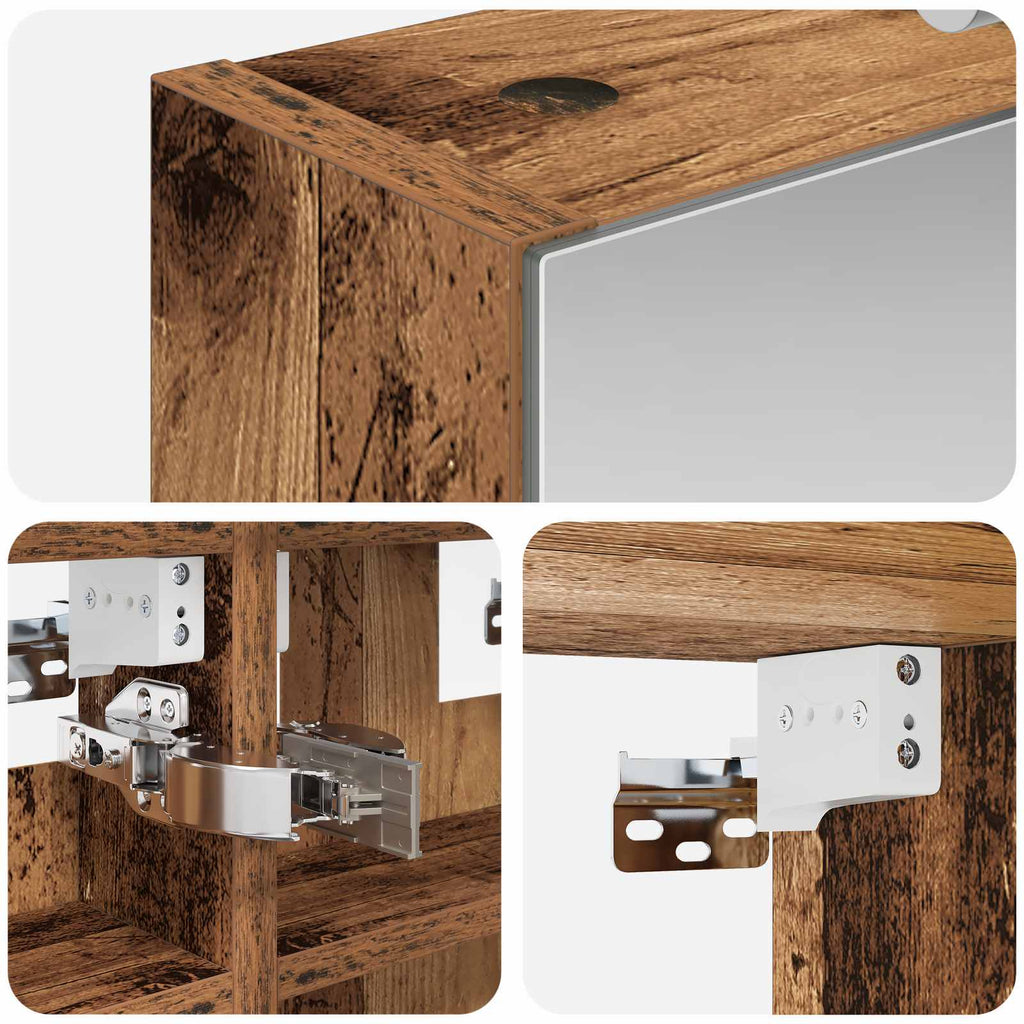 vidaXL Szafka z lustrem do łazienki Stare drewno 30 x 10,5 x 50 cm