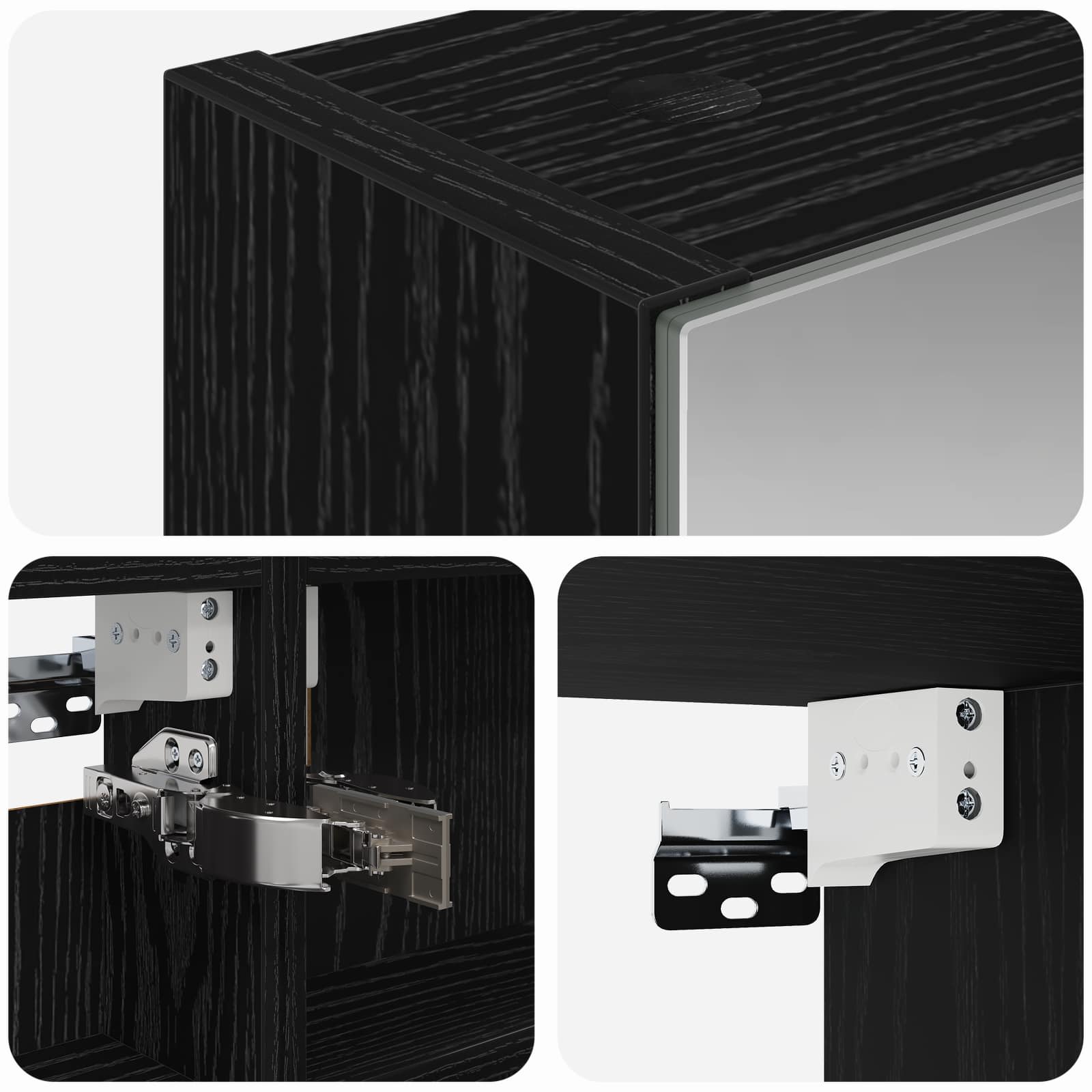 vidaXL Szafka z lustrem do łazienki Czarny Dąb 40 x 10,5 x 60,5 cm