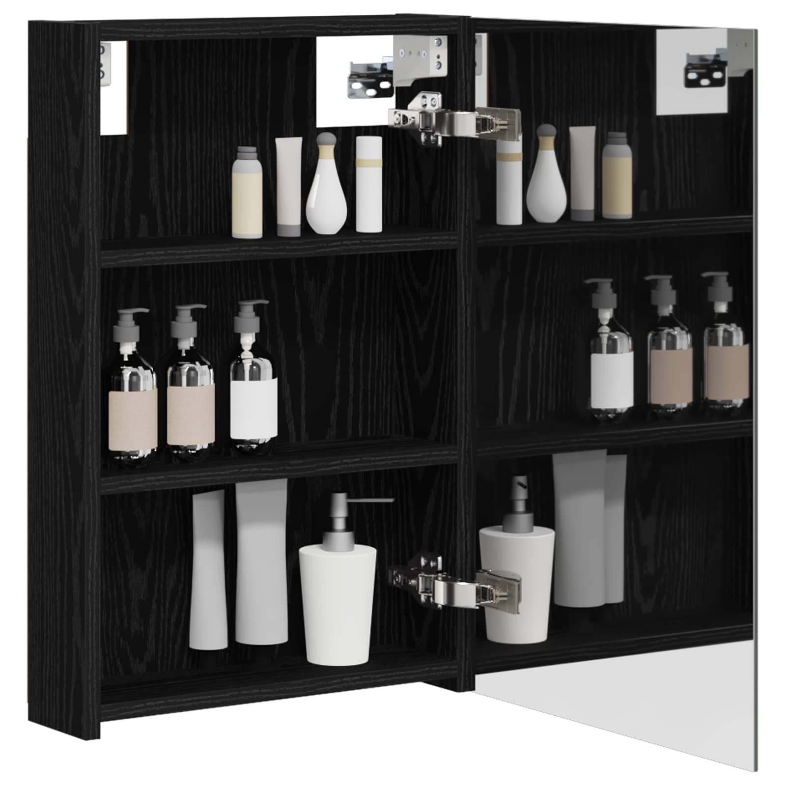 vidaXL Szafka z lustrem do łazienki Czarny Dąb 40 x 10,5 x 60,5 cm