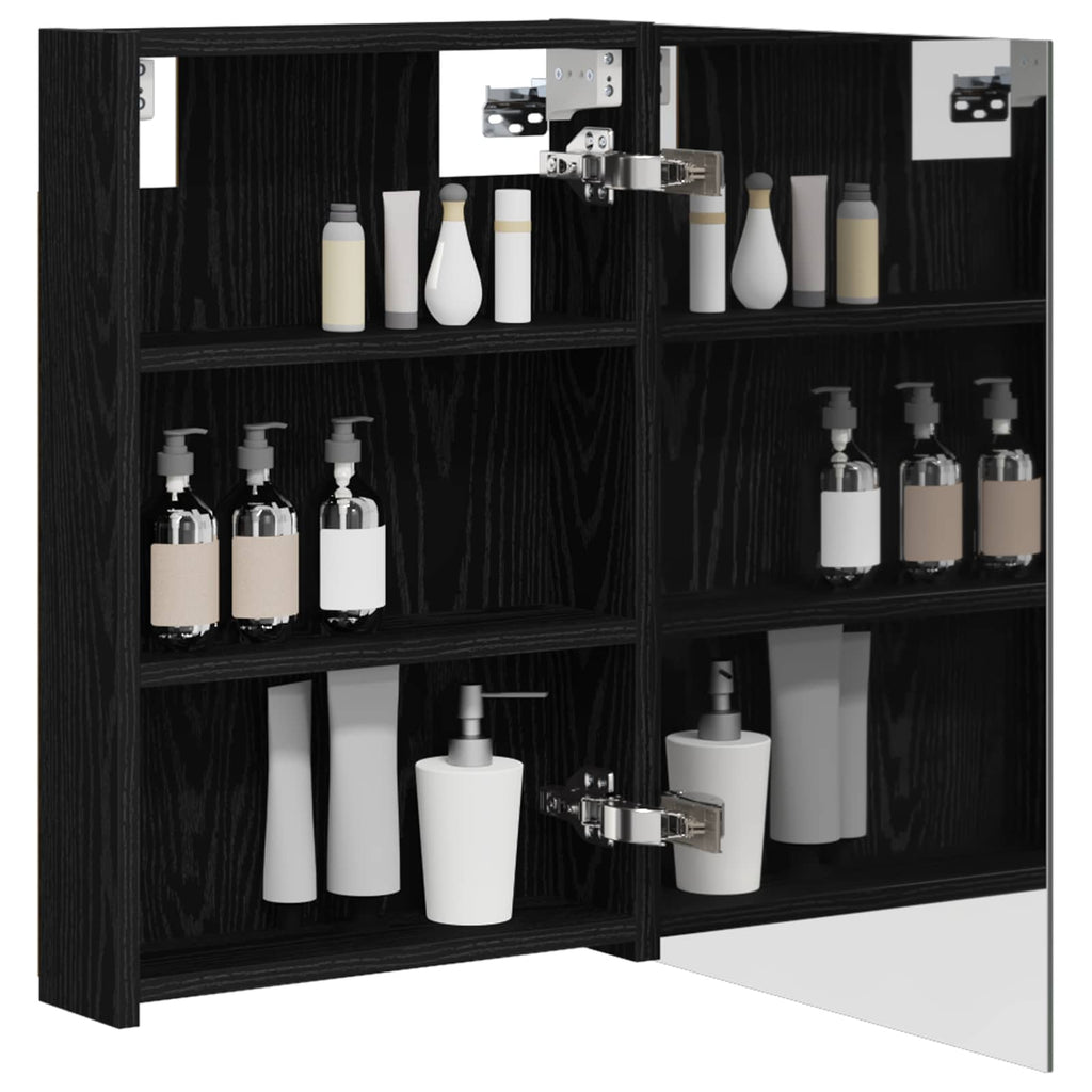 vidaXL Szafka z lustrem do łazienki Czarny Dąb 40 x 10,5 x 60,5 cm