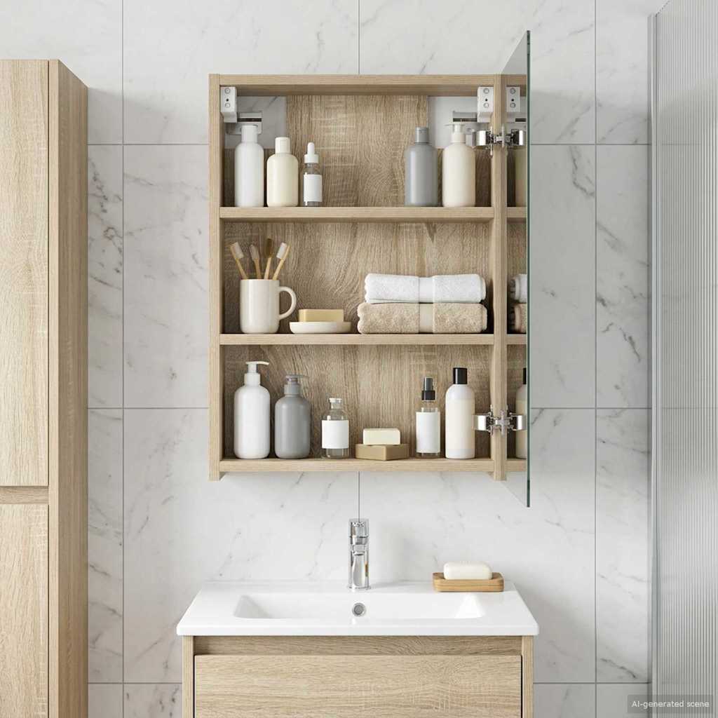 vidaXL Szafka z lustrem do łazienki Dąb Sonoma 40 x 10,5 x 60,5 cm