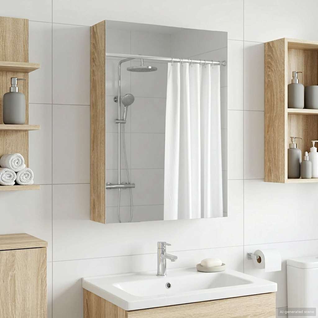 vidaXL Szafka z lustrem do łazienki Dąb Sonoma 40 x 10,5 x 60,5 cm