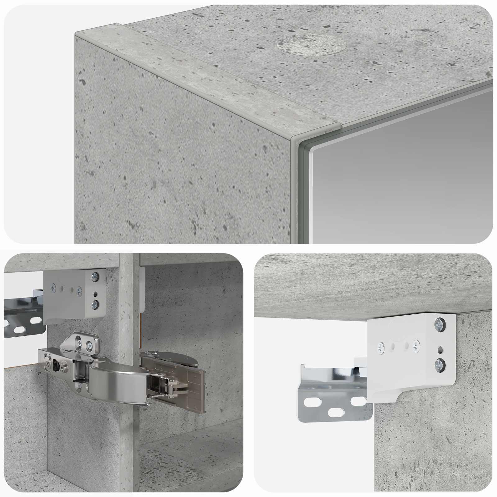 vidaXL Szafka z lustrem do łazienki Betonowy szary 40 x 10,5 x 60,5 cm