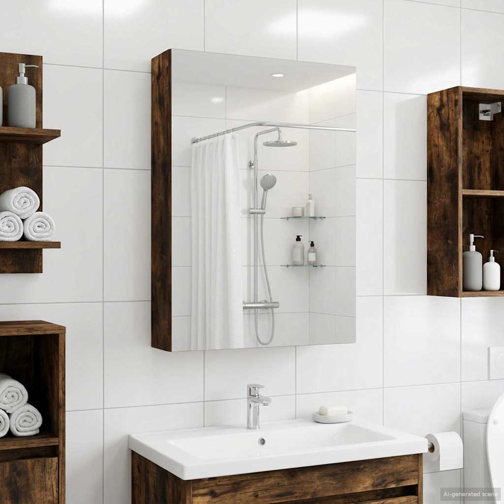 vidaXL Szafka z lustrem do łazienki Dąb wędzony 40 x 10,5 x 60,5 cm