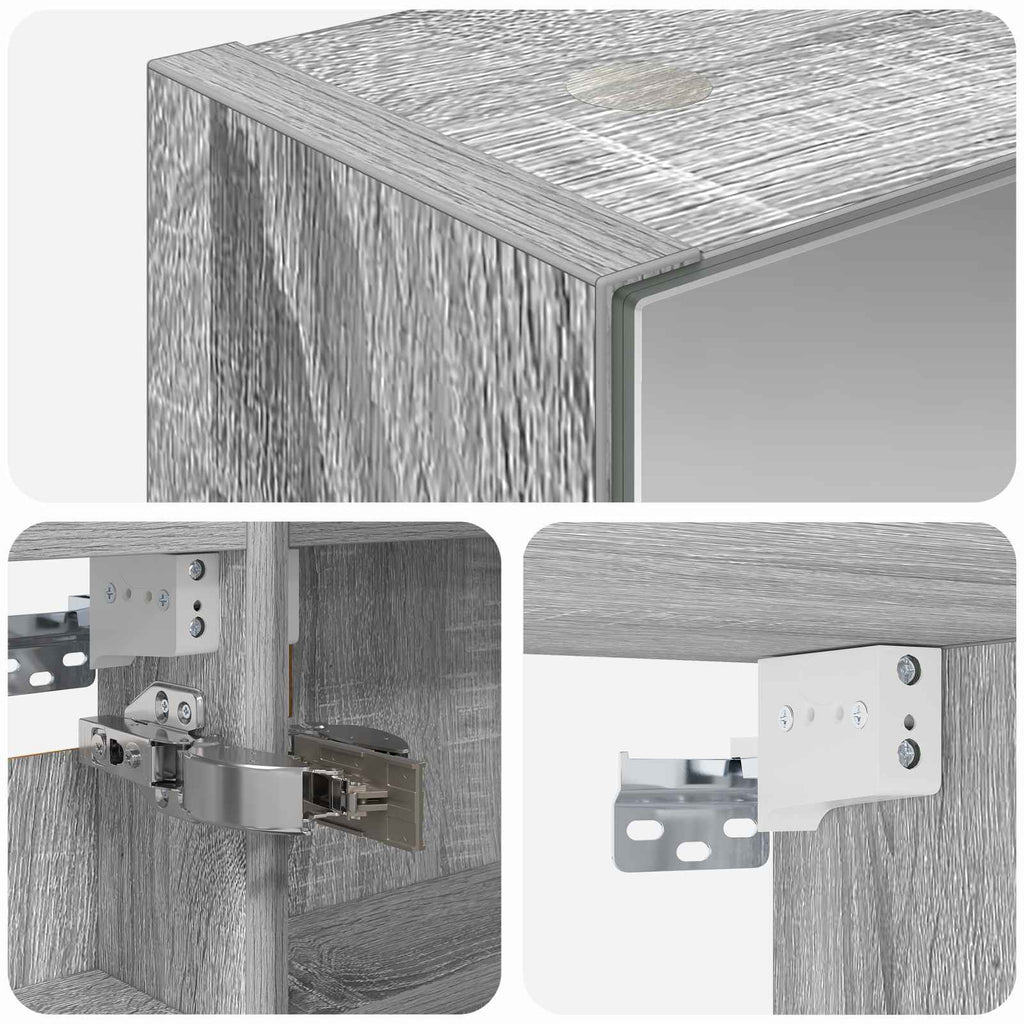 vidaXL Szafka z lustrem do łazienki Szary Sonoma 40 x 10,5 x 60,5 cm