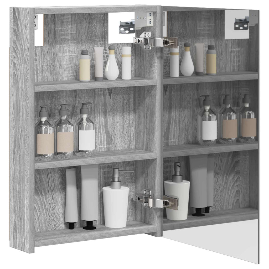 vidaXL Szafka z lustrem do łazienki Szary Sonoma 40 x 10,5 x 60,5 cm