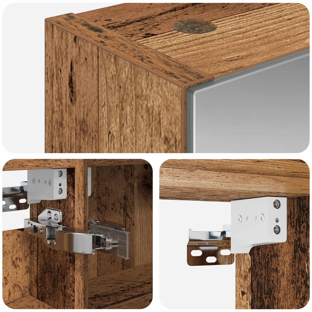 vidaXL Szafka z lustrem do łazienki Stare drewno 40 x 10,5 x 60,5 cm