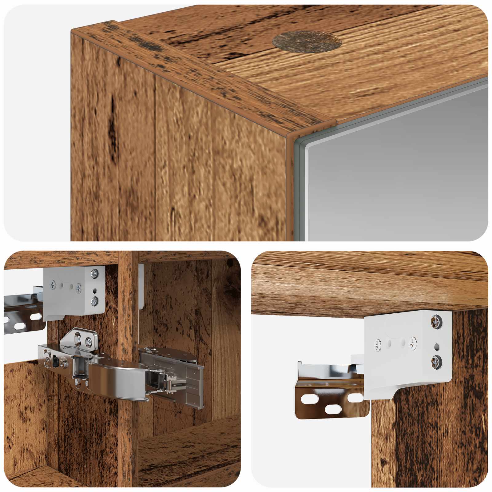 vidaXL Szafka z lustrem do łazienki Stare drewno 40 x 10,5 x 60,5 cm