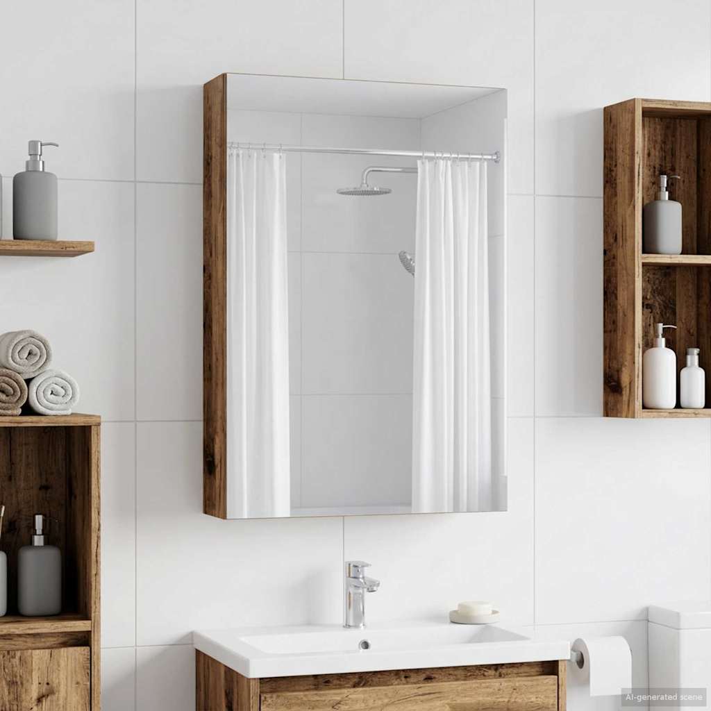 vidaXL Szafka z lustrem do łazienki Stare drewno 40 x 10,5 x 60,5 cm