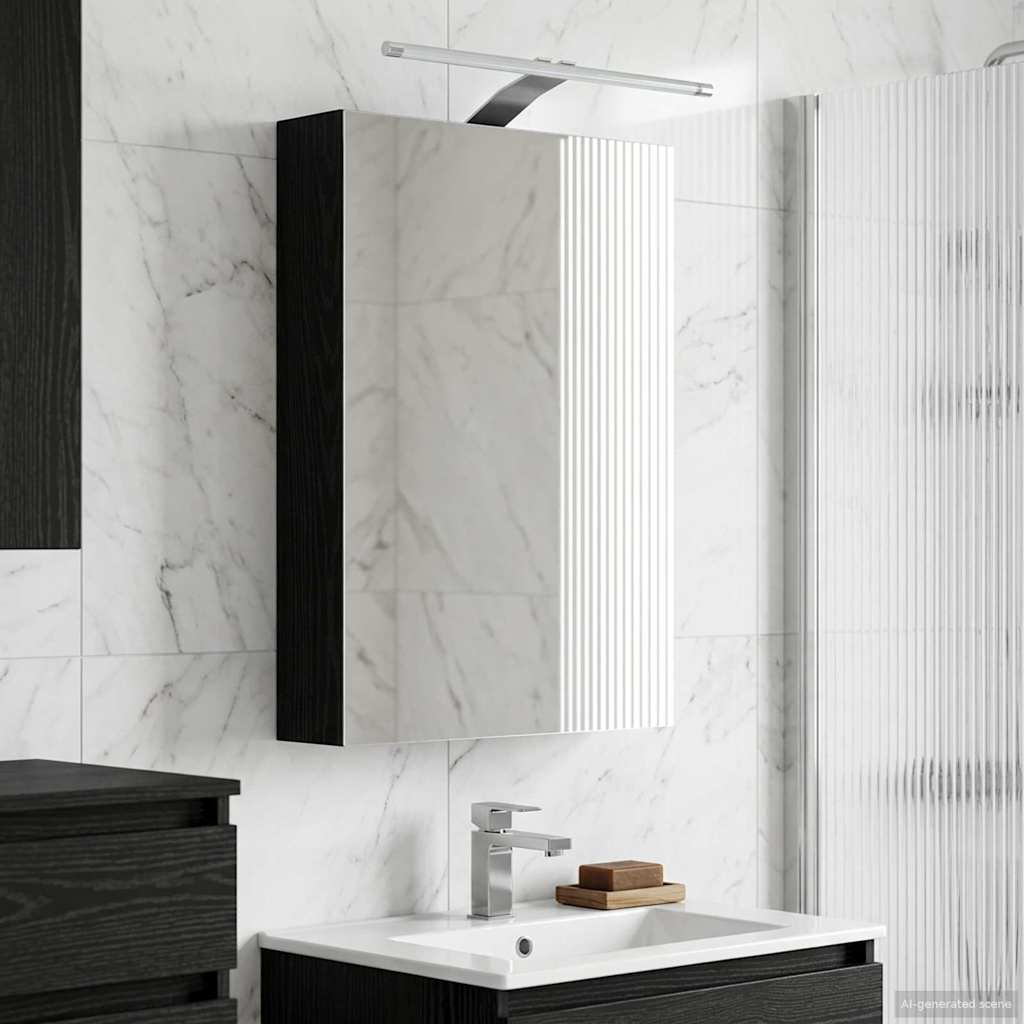 vidaXL Szafka z lustrem do łazienki Czarny Dąb 40 x 10,5 x 60,5 cm