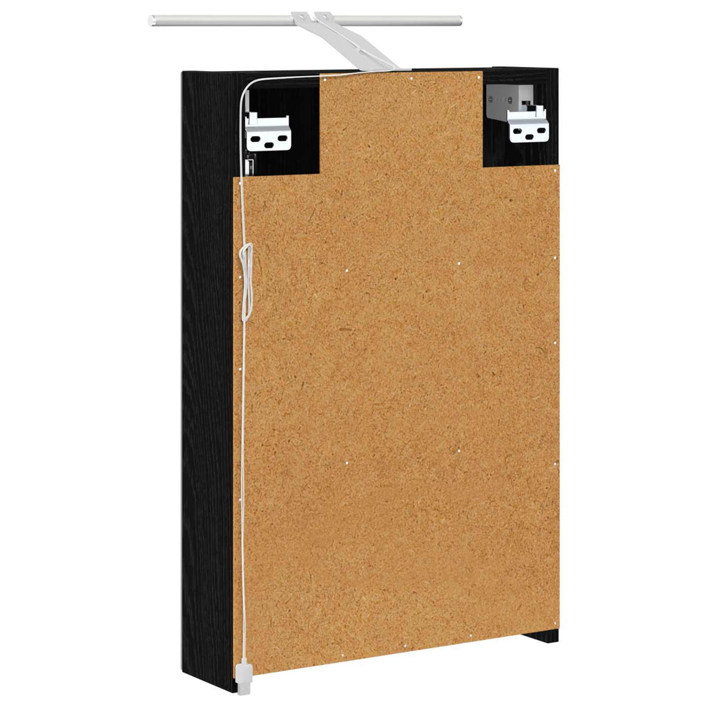 vidaXL Szafka z lustrem do łazienki Czarny Dąb 40 x 10,5 x 60,5 cm