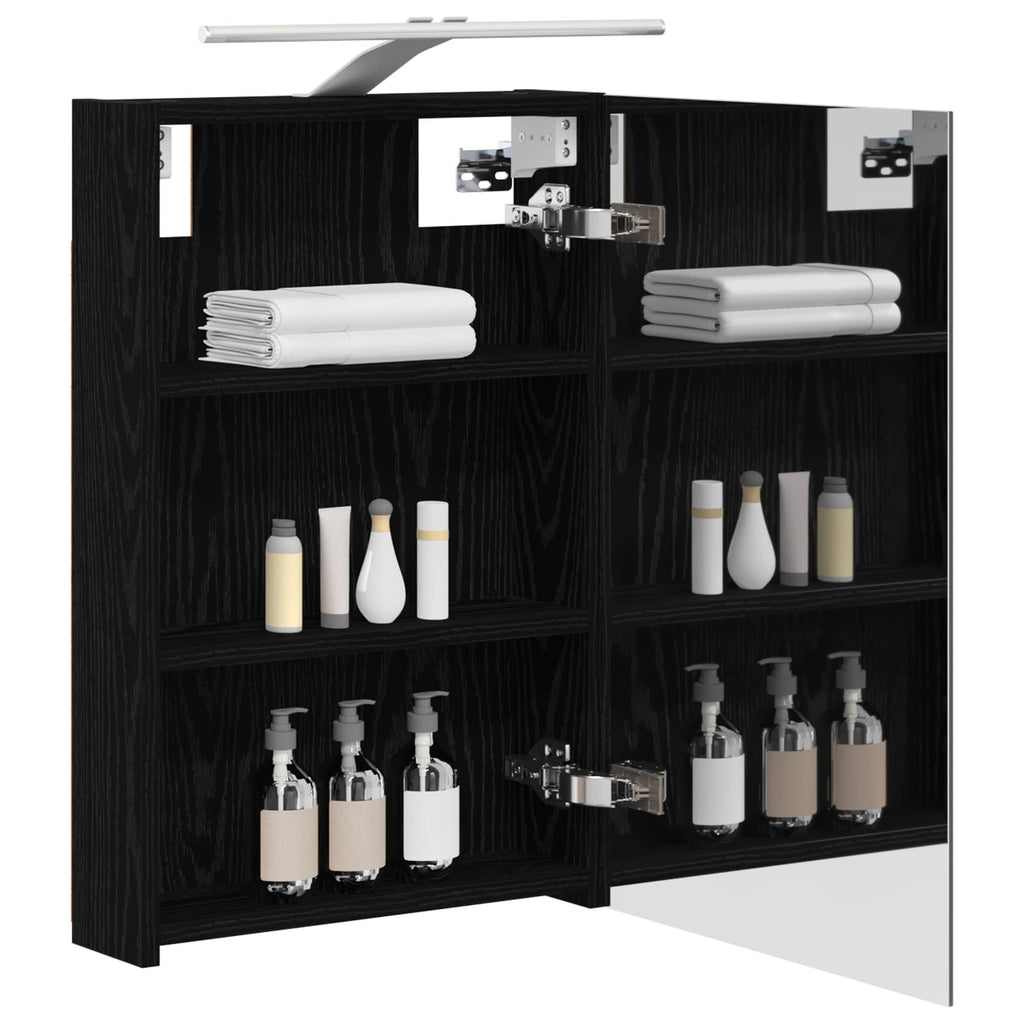 vidaXL Szafka z lustrem do łazienki Czarny Dąb 40 x 10,5 x 60,5 cm