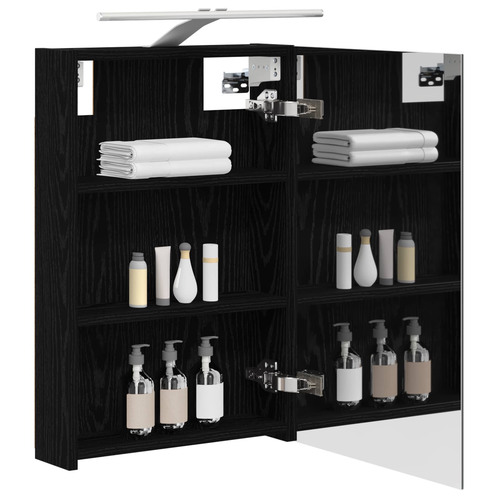 vidaXL Szafka z lustrem do łazienki Czarny Dąb 40 x 10,5 x 60,5 cm