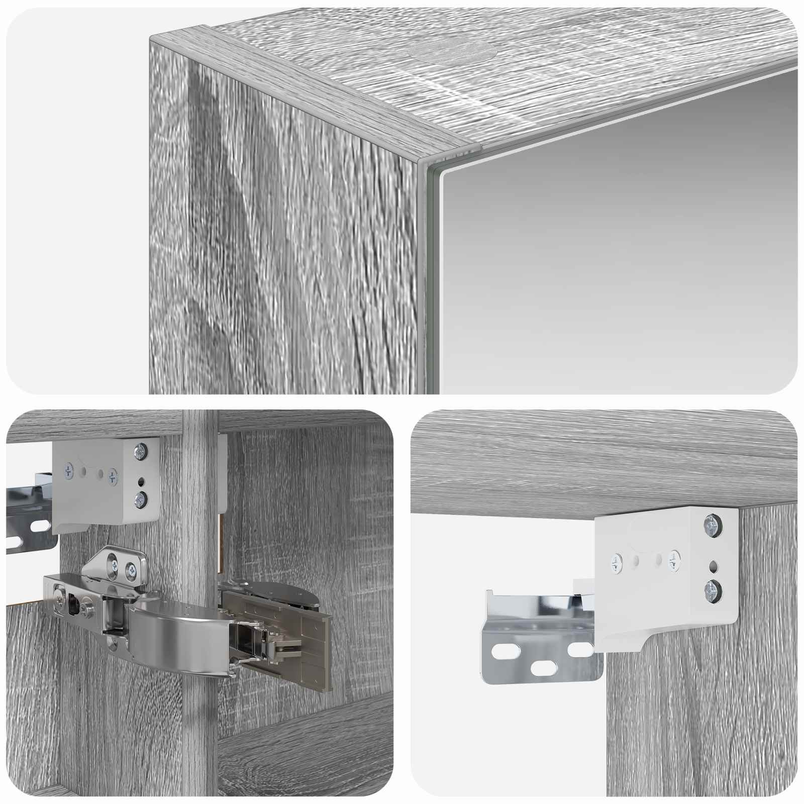 vidaXL Szafka z lustrem do łazienki Szary Sonoma 40 x 10,5 x 60,5 cm