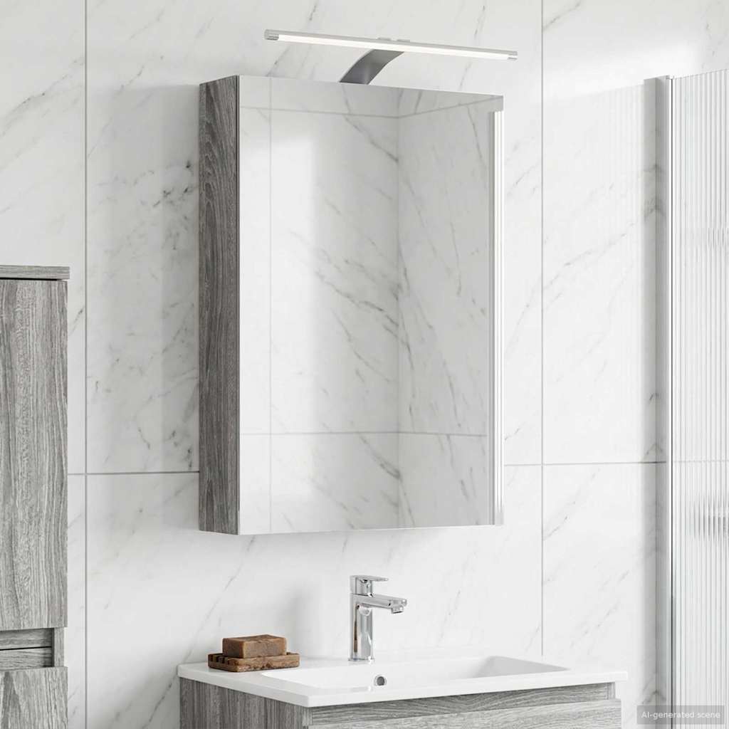 vidaXL Szafka z lustrem do łazienki Szary Sonoma 40 x 10,5 x 60,5 cm