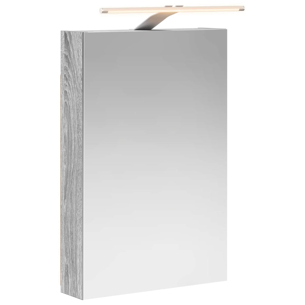 vidaXL Szafka z lustrem do łazienki Szary Sonoma 40 x 10,5 x 60,5 cm