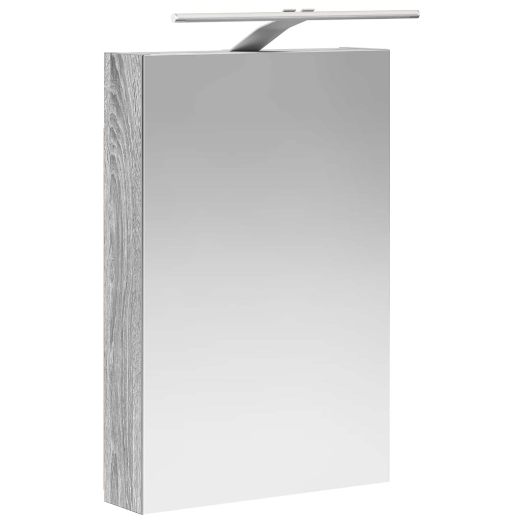 vidaXL Szafka z lustrem do łazienki Szary Sonoma 40 x 10,5 x 60,5 cm