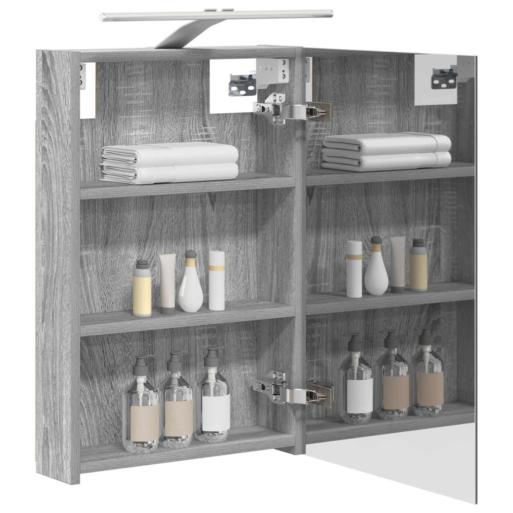 vidaXL Szafka z lustrem do łazienki Szary Sonoma 40 x 10,5 x 60,5 cm