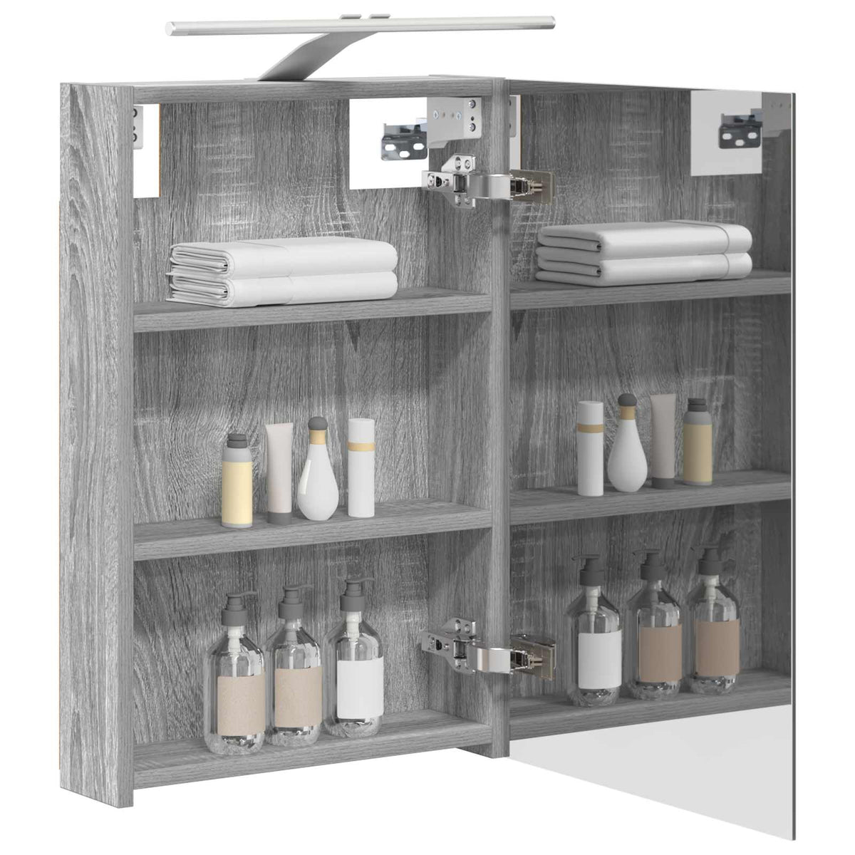 vidaXL Szafka z lustrem do łazienki Szary Sonoma 40 x 10,5 x 60,5 cm
