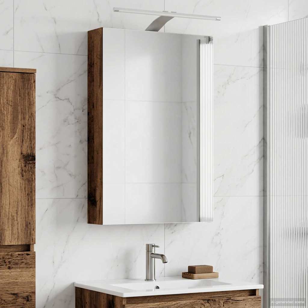 vidaXL Szafka z lustrem do łazienki Stare drewno 40 x 10,5 x 60,5 cm