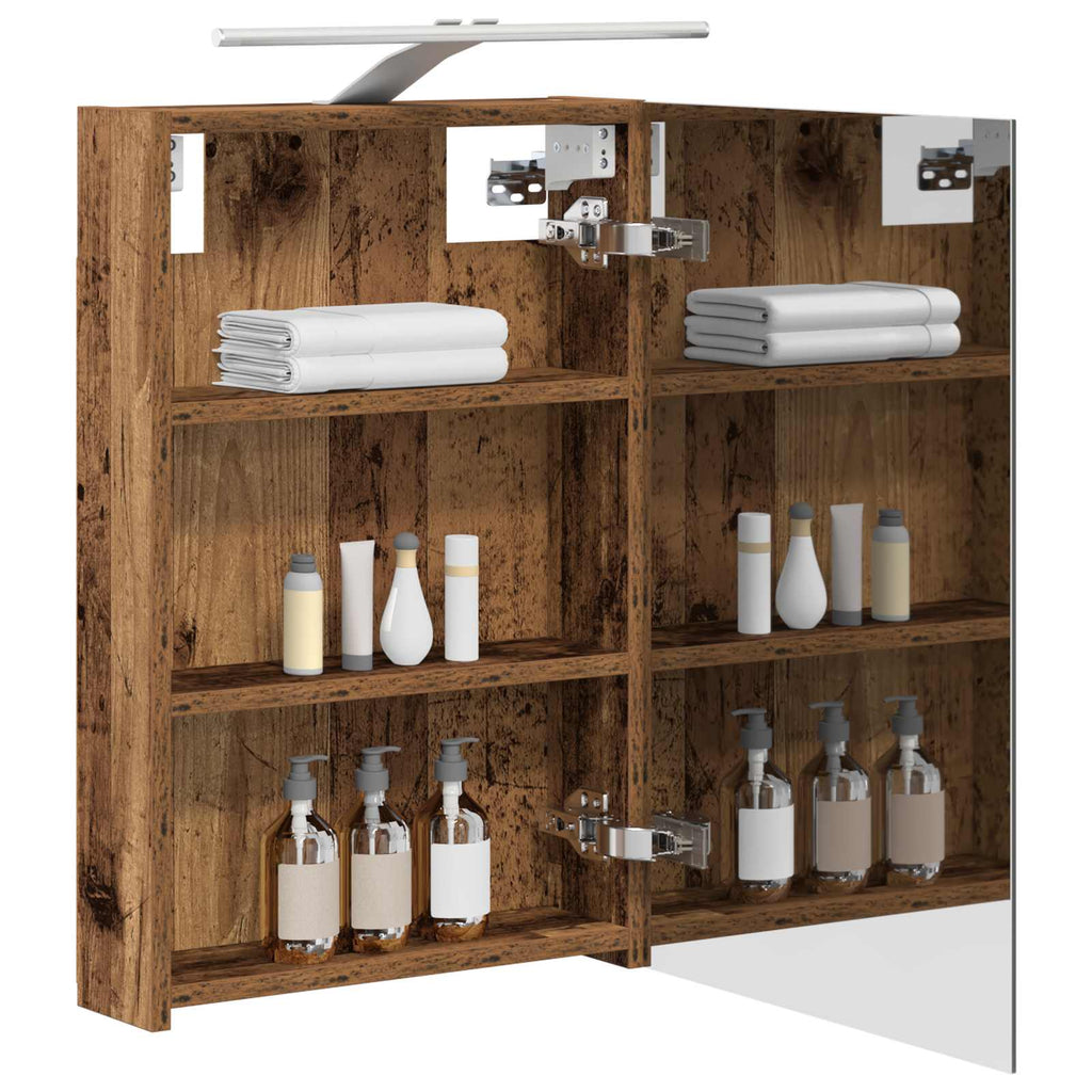 vidaXL Szafka z lustrem do łazienki Stare drewno 40 x 10,5 x 60,5 cm