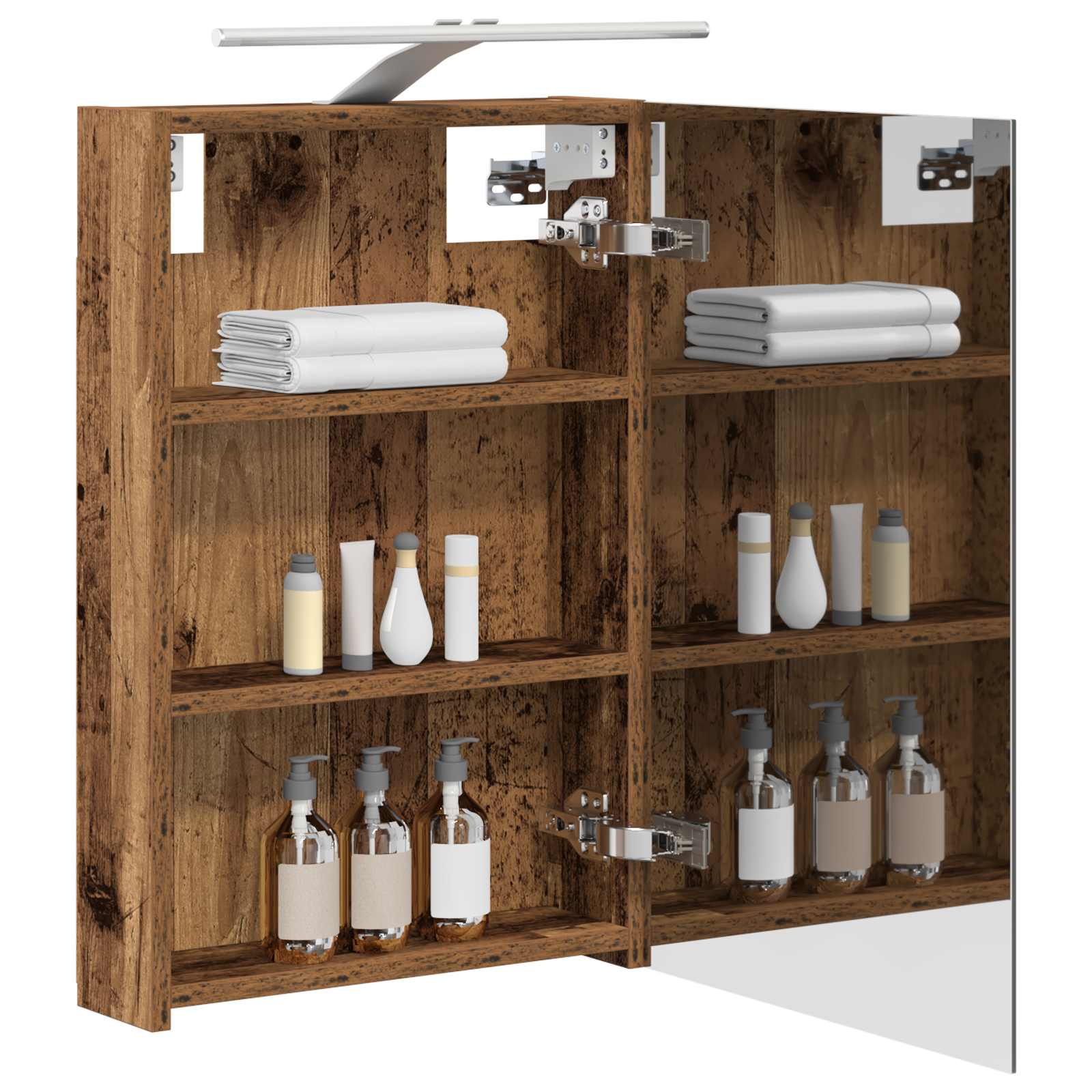 vidaXL Szafka z lustrem do łazienki Stare drewno 40 x 10,5 x 60,5 cm