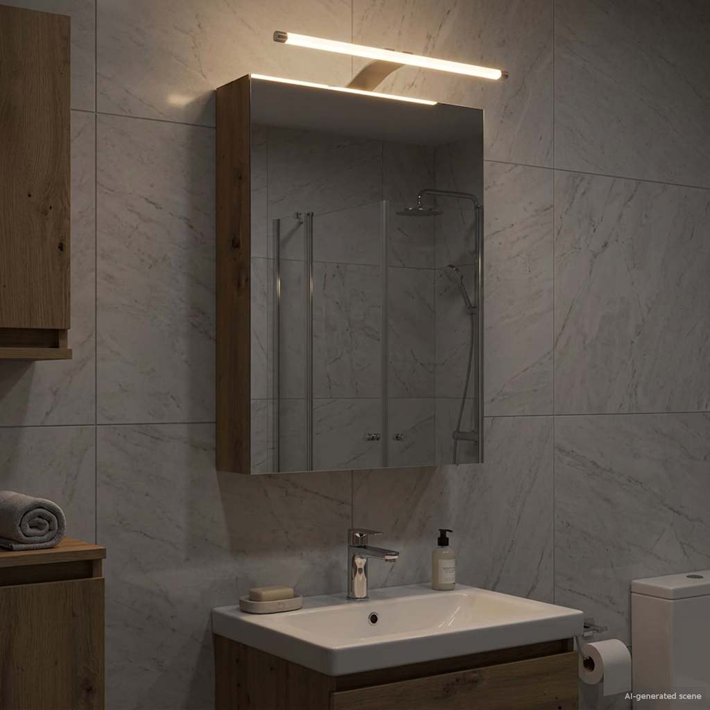 vidaXL Szafka z lustrem do łazienki Ze LED Lights Dąb rzemieślniczy
