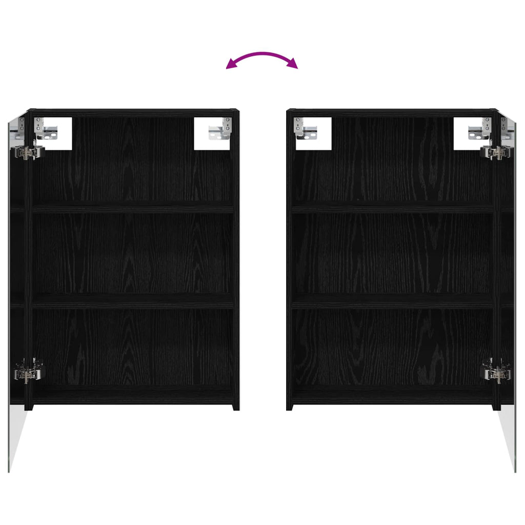 vidaXL Szafka z lustrem do łazienki Czarny Dąb 50 x 14,5 x 70 cm