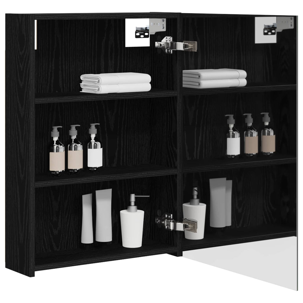 vidaXL Szafka z lustrem do łazienki Czarny Dąb 50 x 14,5 x 70 cm